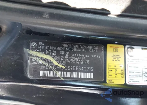 2011 BMW 328I from USA, damaged, VIN WBADW3C52BE540915